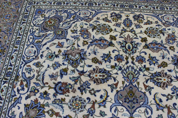 Large Kashan Wool Carpet 350 × 250 cm – Hand-Knotted Floral Medallion Rug