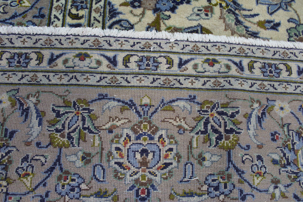 Large Kashan Wool Carpet 350 × 250 cm – Hand-Knotted Floral Medallion Rug