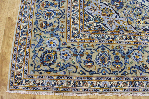 Large Persian Kashan Carpet 420 × 310 cm – Hand-Knotted Wool Medallion Rug