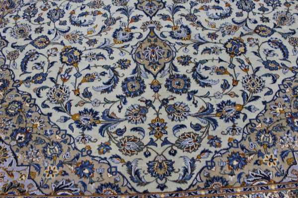 Large Persian Kashan Carpet 420 × 310 cm – Hand-Knotted Wool Medallion Rug