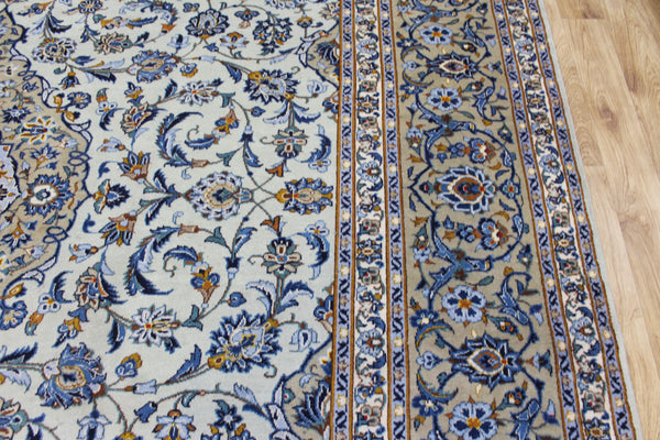 Large Persian Kashan Carpet 420 × 310 cm – Hand-Knotted Wool Medallion Rug