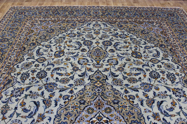 Large Persian Kashan Carpet 420 × 310 cm – Hand-Knotted Wool Medallion Rug