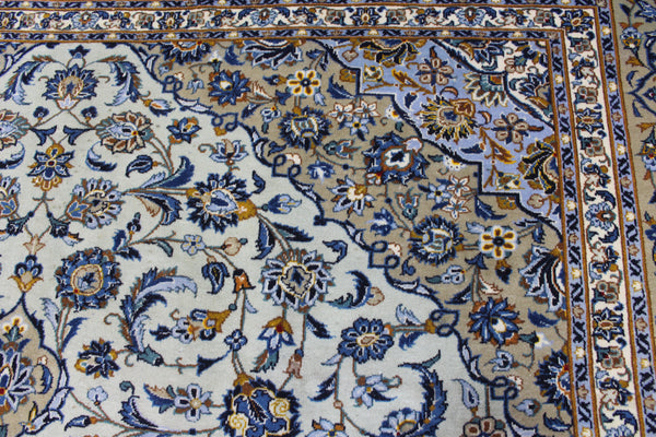 Large Persian Kashan Carpet 420 × 310 cm – Hand-Knotted Wool Medallion Rug