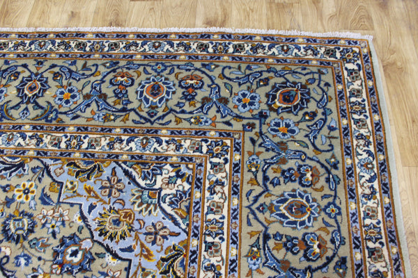 Large Persian Kashan Carpet 420 × 310 cm – Hand-Knotted Wool Medallion Rug