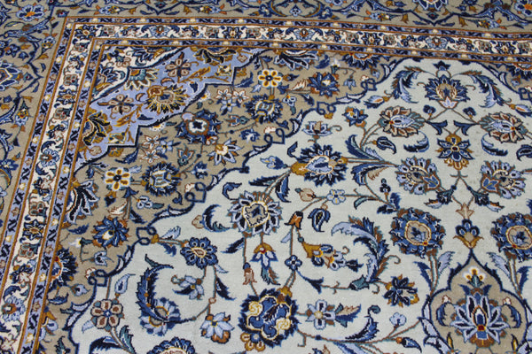 Large Persian Kashan Carpet 420 × 310 cm – Hand-Knotted Wool Medallion Rug