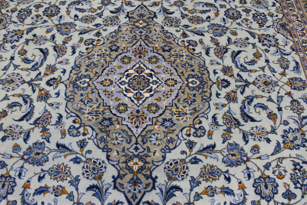 Large Persian Kashan Carpet 420 × 310 cm – Hand-Knotted Wool Medallion Rug