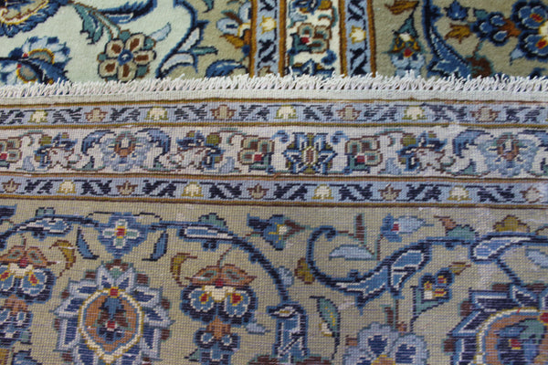 Large Persian Kashan Carpet 420 × 310 cm – Hand-Knotted Wool Medallion Rug