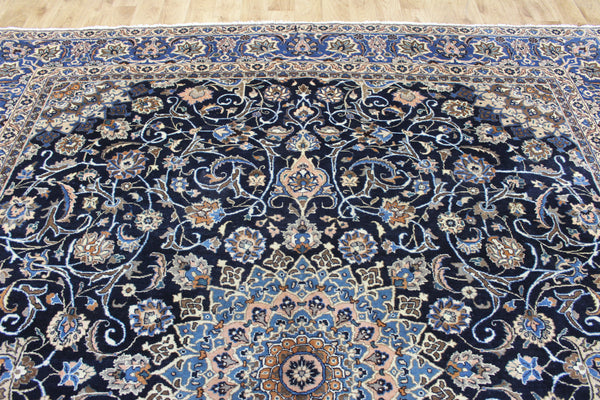 Vintage Persian Kashmir Carpet 326 × 282 cm – Hand-Knotted Floral Medallion Rug