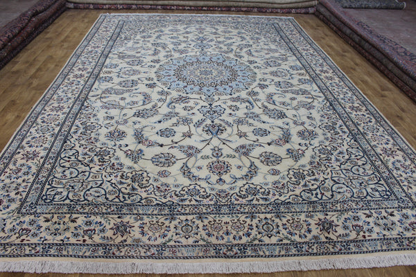 Large Persian Nain Wool &amp; Silk Carpet 421 × 290 cm – Fine Hand-Knotted Floral Rug