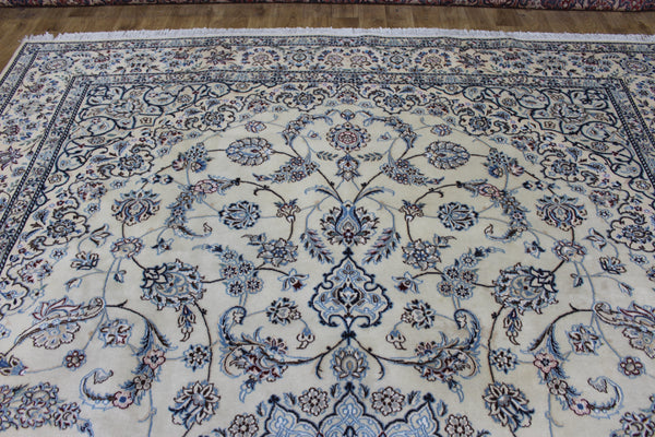 Large Persian Nain Wool &amp; Silk Carpet 421 × 290 cm – Fine Hand-Knotted Floral Rug