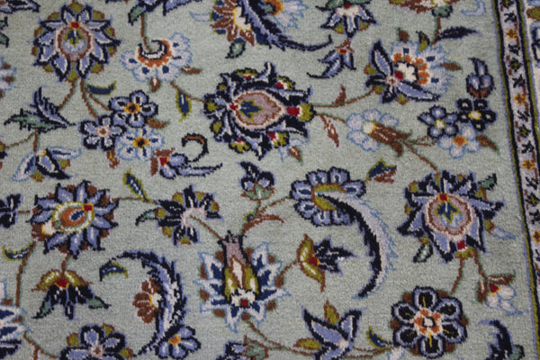 Large Persian Kashan Carpet 360 × 277 cm – Hand-Knotted Wool Pale Green Rug