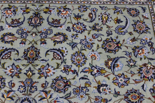Large Persian Kashan Carpet 360 × 277 cm – Hand-Knotted Wool Pale Green Rug