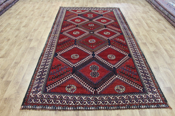 Vintage Persian Shiraz Rug 300 × 158 cm – Hand-Knotted Wool Natural Dye Tribal Carpet