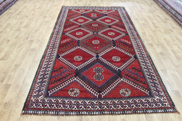 Vintage Persian Shiraz Rug 300 × 158 cm – Hand-Knotted Wool Natural Dye Tribal Carpet