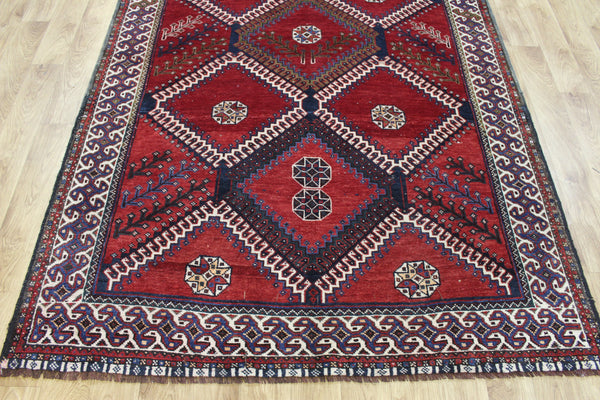 Vintage Persian Shiraz Rug 300 × 158 cm – Hand-Knotted Wool Natural Dye Tribal Carpet