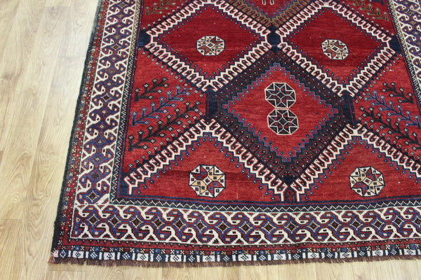 Vintage Persian Shiraz Rug 300 × 158 cm – Hand-Knotted Wool Natural Dye Tribal Carpet