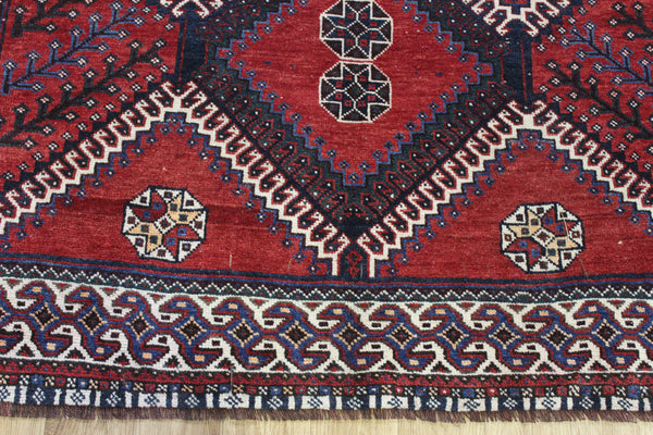Vintage Persian Shiraz Rug 300 × 158 cm – Hand-Knotted Wool Natural Dye Tribal Carpet