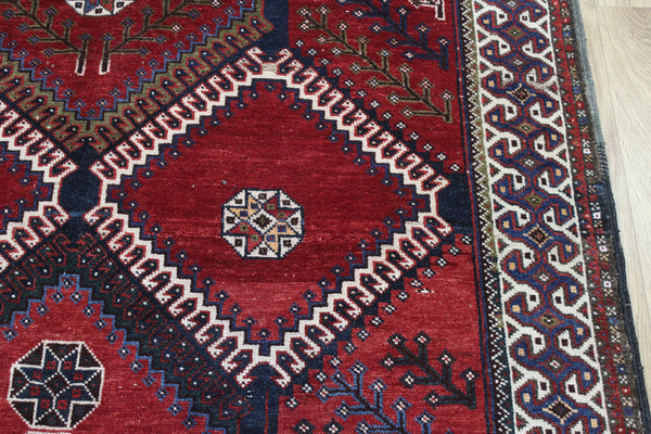 Vintage Persian Shiraz Rug 300 × 158 cm – Hand-Knotted Wool Natural Dye Tribal Carpet
