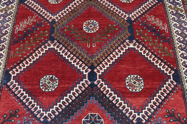 Vintage Persian Shiraz Rug 300 × 158 cm – Hand-Knotted Wool Natural Dye Tribal Carpet