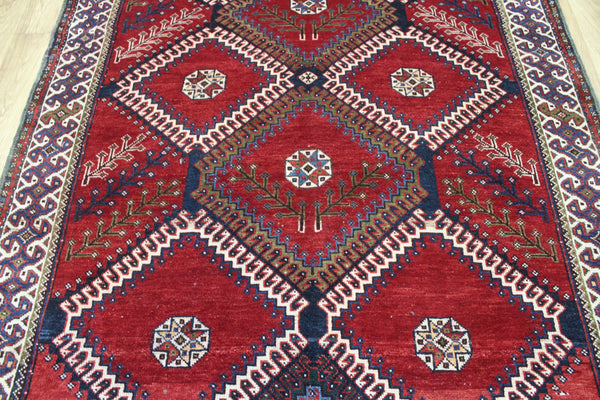 Vintage Persian Shiraz Rug 300 × 158 cm – Hand-Knotted Wool Natural Dye Tribal Carpet