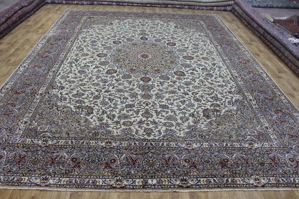 Large Persian Kashan Carpet 395 × 298 cm – Fine Hand-Knotted Wool Rug