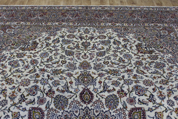 Large Persian Kashan Carpet 395 × 298 cm – Fine Hand-Knotted Wool Rug