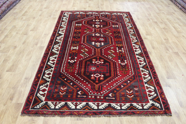 Vintage Persian Shiraz Qashqai Rug 248 × 145 cm – Hand-Knotted Wool Tribal Carpet