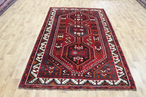 Vintage Persian Shiraz Qashqai Rug 248 × 145 cm – Hand-Knotted Wool Tribal Carpet