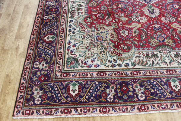 Vintage Persian Tabriz Carpet 382 × 287 cm – Hand-Knotted Wool Rug