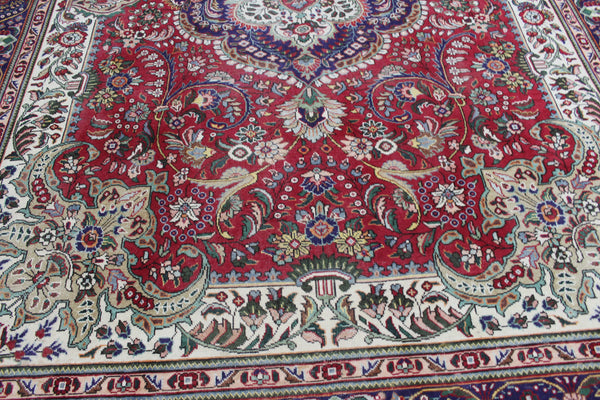 Vintage Persian Tabriz Carpet 382 × 287 cm – Hand-Knotted Wool Rug