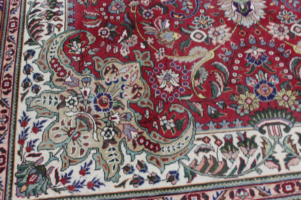 Vintage Persian Tabriz Carpet 382 × 287 cm – Hand-Knotted Wool Rug