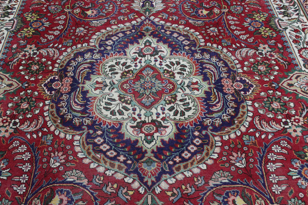 Vintage Persian Tabriz Carpet 382 × 287 cm – Hand-Knotted Wool Rug