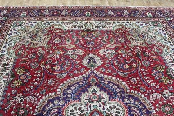 Vintage Persian Tabriz Carpet 382 × 287 cm – Hand-Knotted Wool Rug