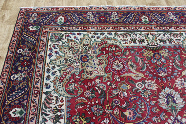 Vintage Persian Tabriz Carpet 382 × 287 cm – Hand-Knotted Wool Rug