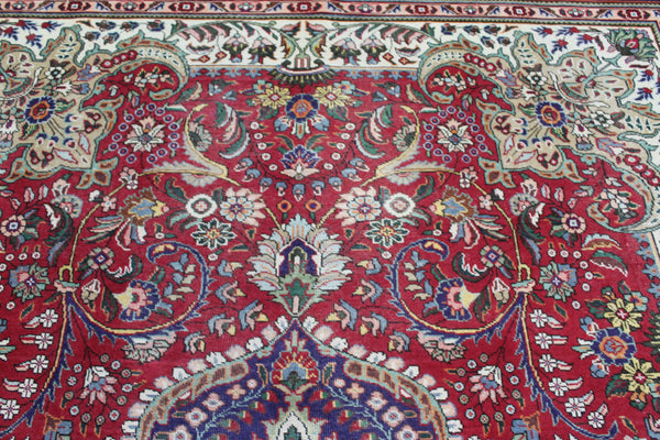 Vintage Persian Tabriz Carpet 382 × 287 cm – Hand-Knotted Wool Rug