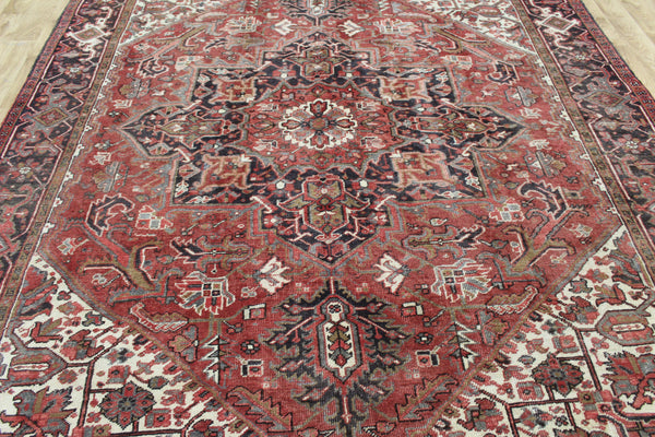 Antique Persian Heriz Carpet 345 × 250 cm – 1930s Hand-Knotted Wool Rug