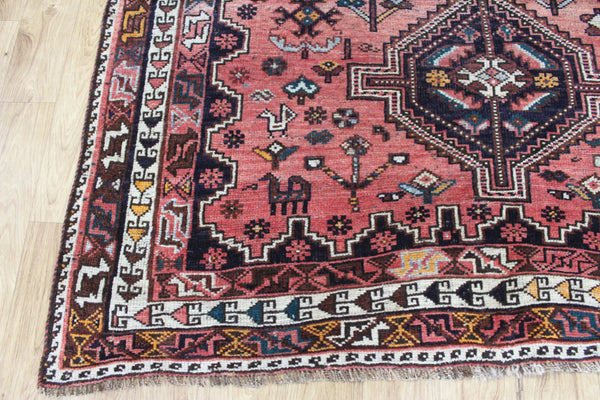 ANTIQUE PERSIAN RUG WOOL RUG WITH MEDALLION DESIGN 228 X 165 CM