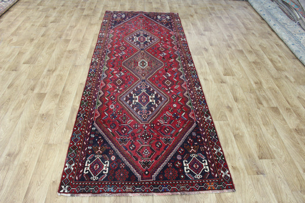 VINTAGE PERSIAN SHIRAZ WOOL RUNNER 285 X 107 CM