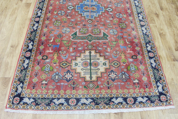 ANTIQUE SOUTH WEST PERSIAN QASHQAI RUG WITH TRIPLE MEDALLION DESIGN 250 X 140 CM