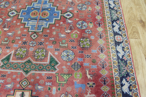 ANTIQUE SOUTH WEST PERSIAN QASHQAI RUG WITH TRIPLE MEDALLION DESIGN 250 X 140 CM