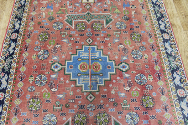 ANTIQUE SOUTH WEST PERSIAN QASHQAI RUG WITH TRIPLE MEDALLION DESIGN 250 X 140 CM