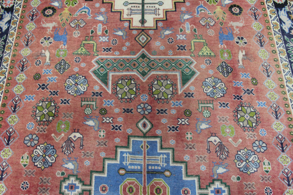 ANTIQUE SOUTH WEST PERSIAN QASHQAI RUG WITH TRIPLE MEDALLION DESIGN 250 X 140 CM