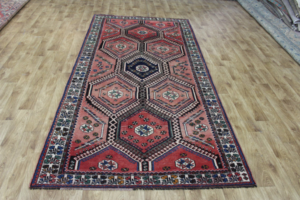 ANTIQUE QASHQAI RUG WITH CLASSIC DESIGN 280 X 145 CM