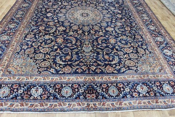 ANTIQUE PERSIAN MASHAD BLUE CARPET OF FLORAL DESIGN 385 X 300 CM