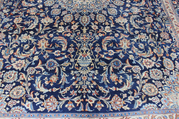 ANTIQUE PERSIAN MASHAD BLUE CARPET OF FLORAL DESIGN 385 X 300 CM