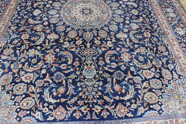 ANTIQUE PERSIAN MASHAD BLUE CARPET OF FLORAL DESIGN 385 X 300 CM