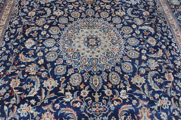 ANTIQUE PERSIAN MASHAD BLUE CARPET OF FLORAL DESIGN 385 X 300 CM