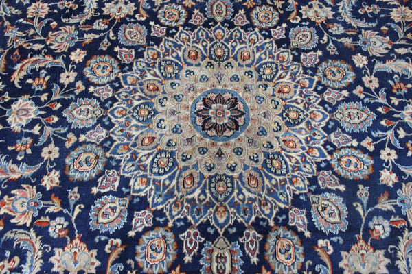 ANTIQUE PERSIAN MASHAD BLUE CARPET OF FLORAL DESIGN 385 X 300 CM