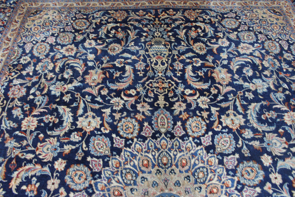 ANTIQUE PERSIAN MASHAD BLUE CARPET OF FLORAL DESIGN 385 X 300 CM