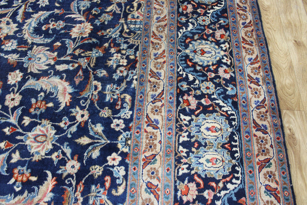 ANTIQUE PERSIAN MASHAD BLUE CARPET OF FLORAL DESIGN 385 X 300 CM